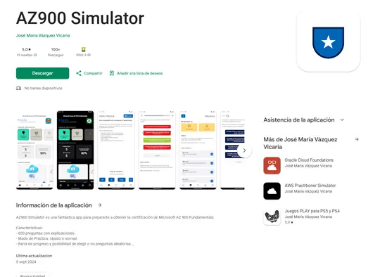 APP AZ900 Simulator in Google Play Store