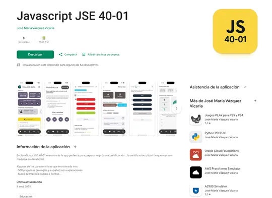 APP JavaScript JSE 40-01 en Google Play Store