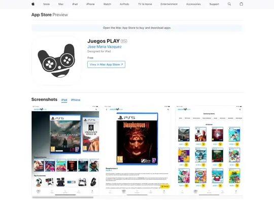 APP Juegos Play in Apple Store