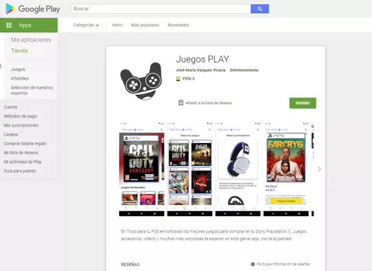 APP Juegos Play in Google Play Store